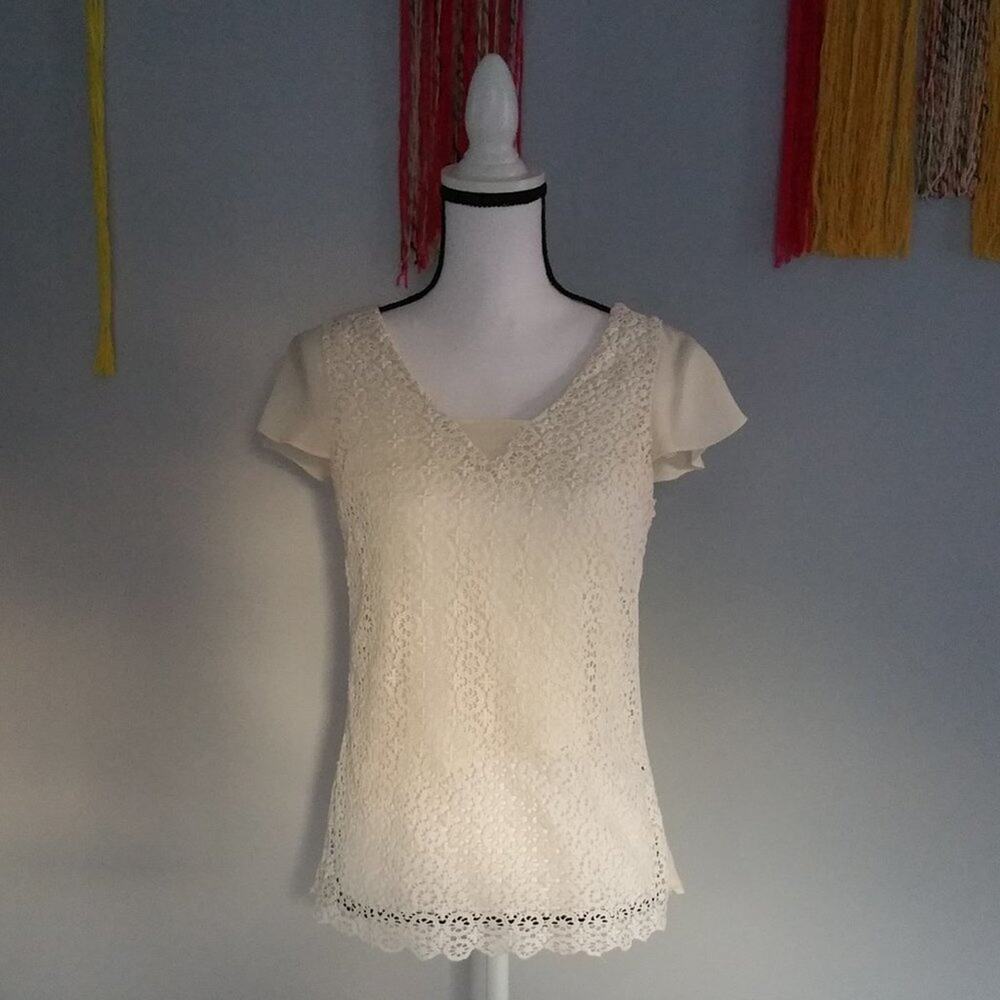 Anthropologie Skies Are Blue Crochet Top Size S
